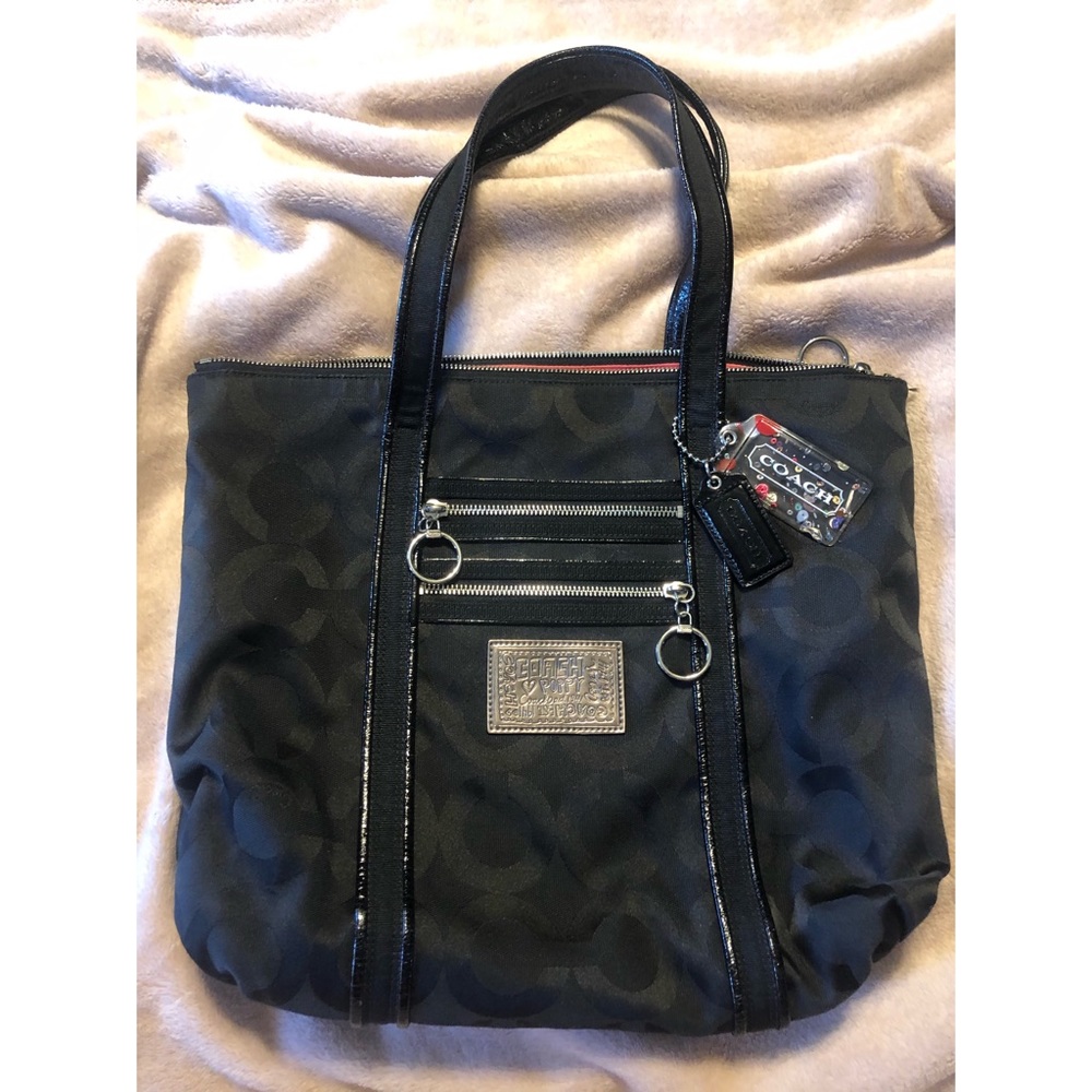 Classic coach poppy large tote bag